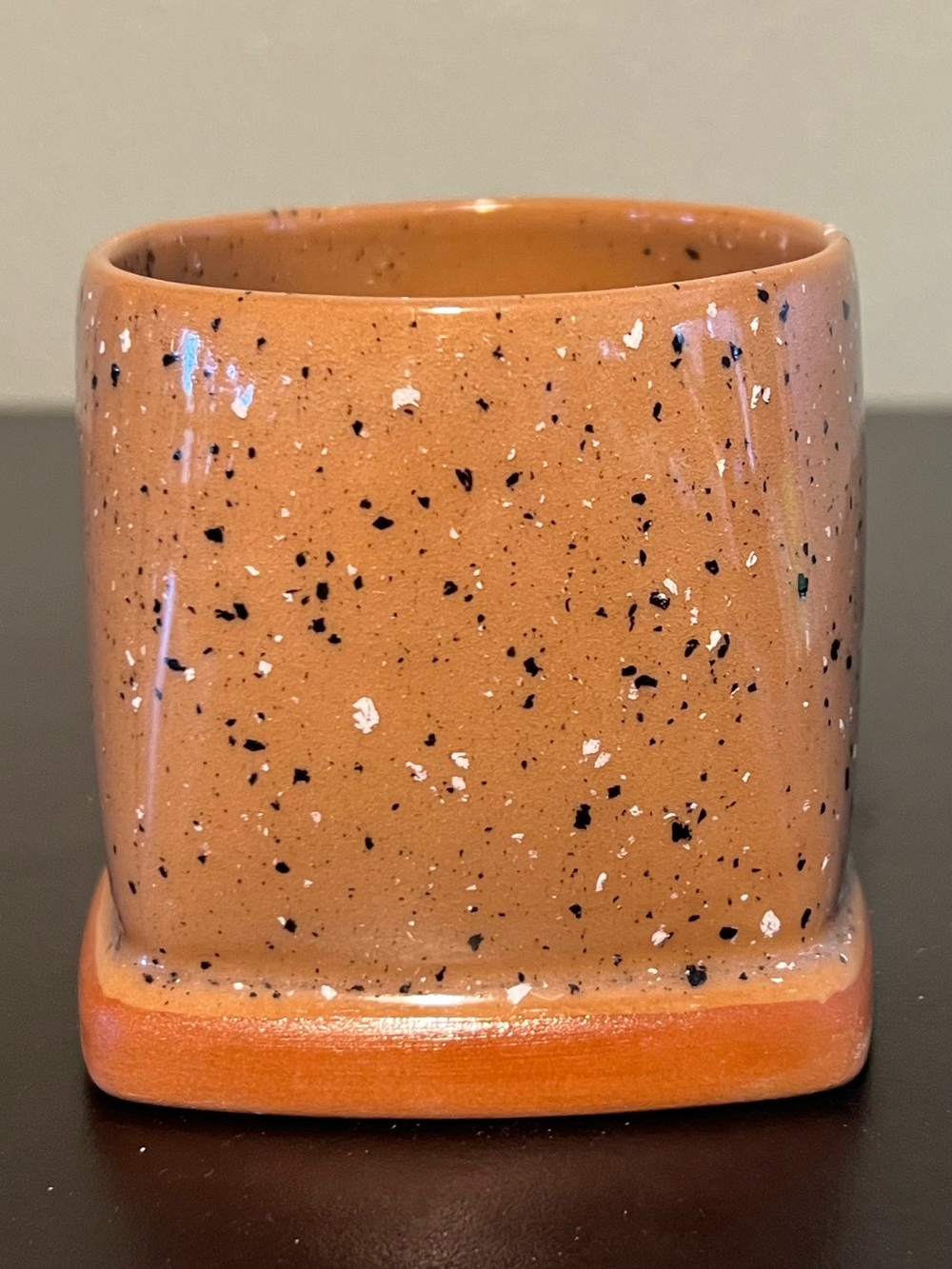 Handcrafted Hand Thrown Studio Art Pottery Square-Bottomed Speckled Cup Mug - Picture 6 of 13